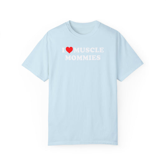 I Heart Muscle Mommies Tee - Light Blue